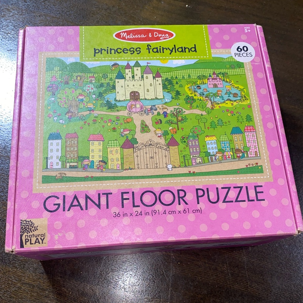 COMPLETE Melissa & Doug Princess Fairyland 60pc Giant Floor Puzzle 5+years